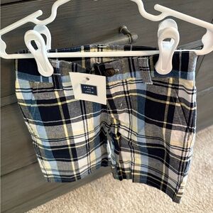 Janie and Jack Plaid Shorts - Navy, Yellow, and White